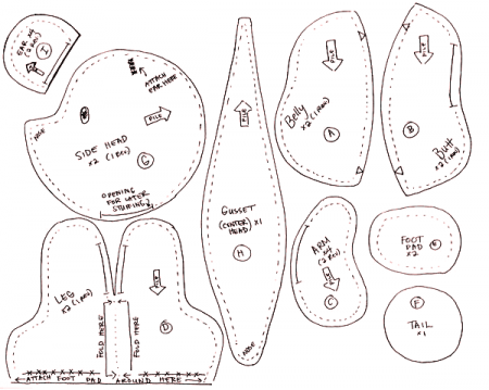 Выкройка мишки. Выкройка мягкой игрушки