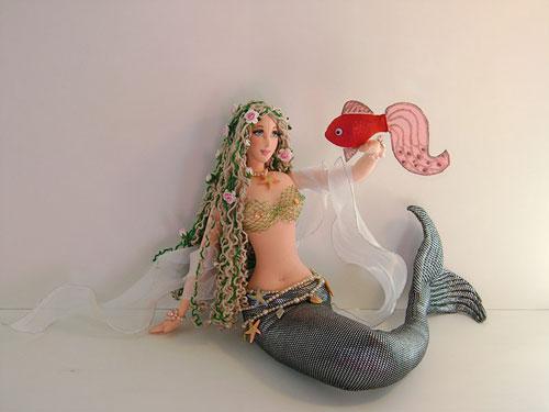 Кукла русалка ручная работа, текстильная русалочка, русалка авторской работы, mermaid handmade doll