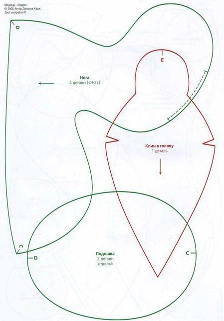 Выкройка мишки. Выкройка мягкой игрушки