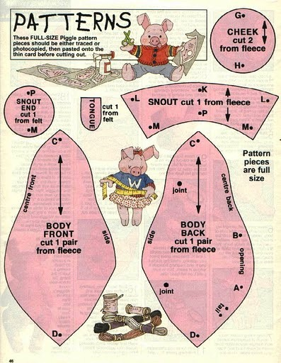 Выкройки поросят. Выкройки свиней. Выкройки свинок. Игрушечная ферма. Как сшить свинью
