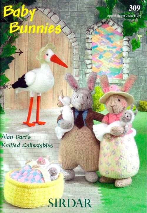 Как связать семью зайцев и няню аиста спицами по Алану Дарту