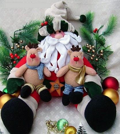 Санта Клаус и олени своими руками. Выкройки деда Мороза. Выкройки оленей. Новогодние игрушки.