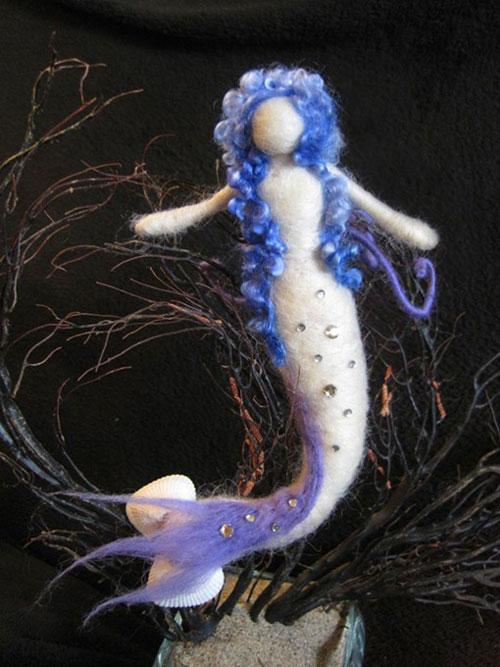 Кукла русалка ручная работа, текстильная русалочка, mermaid handmade doll, mermaid wool, waldorf doll mermaid. Вальдорфская кукла-русалка. Русалка сваляная из шерсти