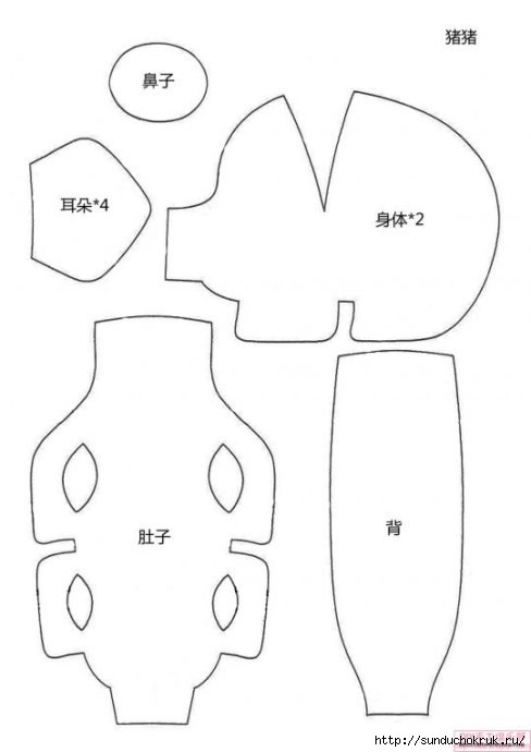 Выкройки поросят. Выкройки свиней. Выкройки свинок. Игрушечная ферма. Как сшить свинью