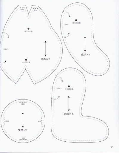 Выкройки зайчиков. Текстильные зайцы своими руками. Как сделать зайца.