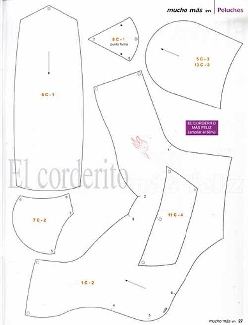 Выкройка животного. Шьем домашний скот. Выкройка овечки. Как сшить овцу. Выкройки овцы и барашка.