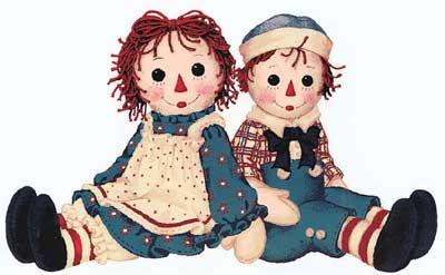 Кукла Raggedy Ann и Andy. Раггеди Энн и Энди. Ручная работа.