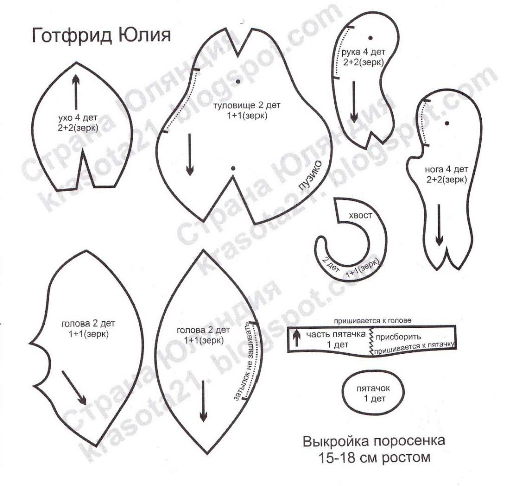 Выкройки поросят. Выкройки свиней. Выкройки свинок. Игрушечная ферма. Как сшить свинью