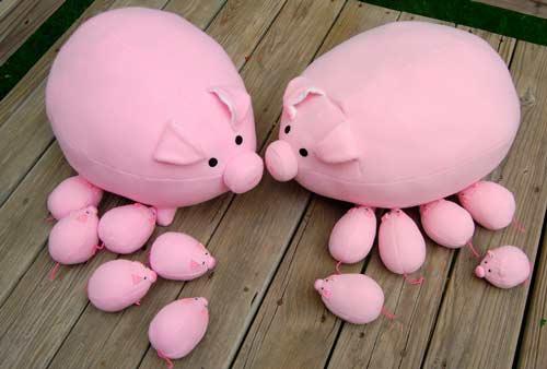 Выкройки поросят. Выкройки свиней. Выкройки свинок. Игрушечная ферма. Как сшить свинью